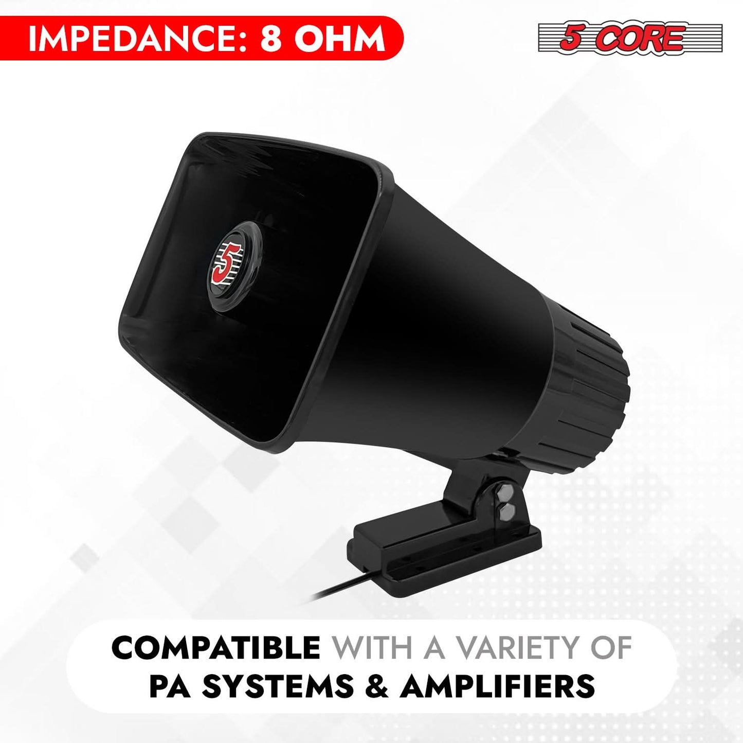 5 Core PA Speaker 5 x 8" 65W Bull Horn Loud Audio Outdoor Speakers System 8Ohm Reflex Megaphone
