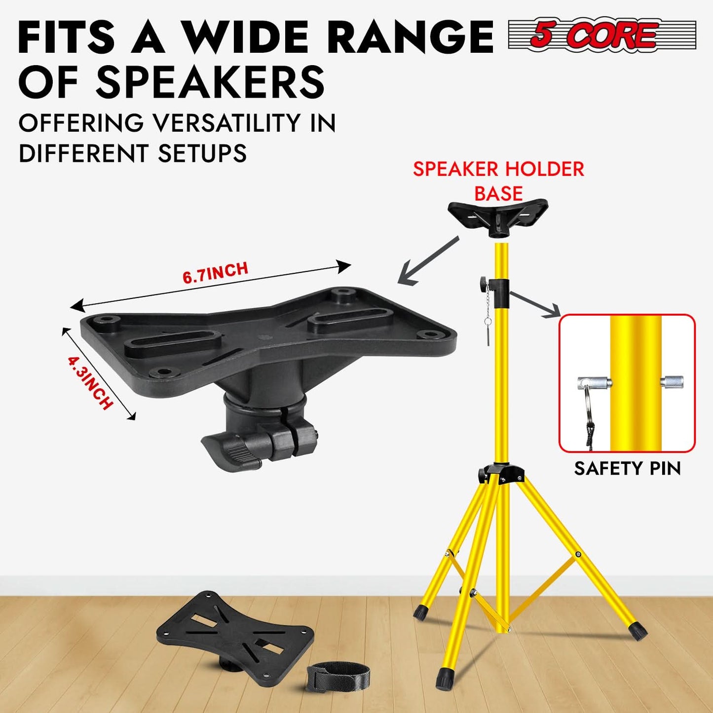 5 Core Speaker Stand Height Adjustable PA DJ Tripod Studio Monitor Stands w 35mm Compatible Insert