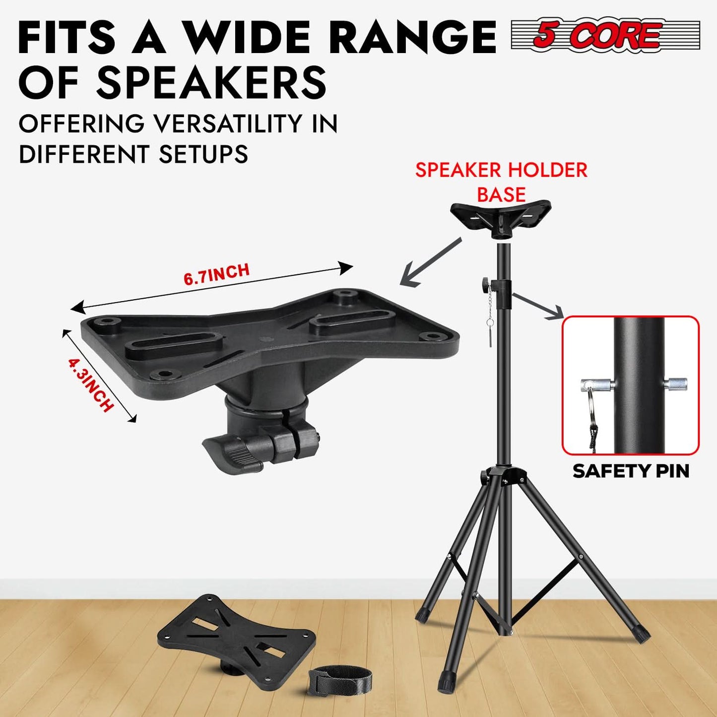 5 Core Speaker Stand Height Adjustable PA DJ Tripod Studio Monitor Stands w 35mm Compatible Insert