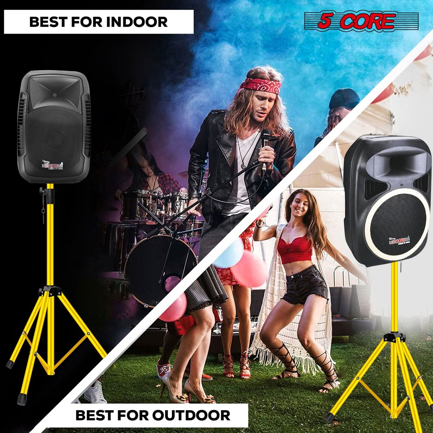 5 Core Speaker Stand Height Adjustable PA DJ Tripod Studio Monitor Stands w 35mm Compatible Insert