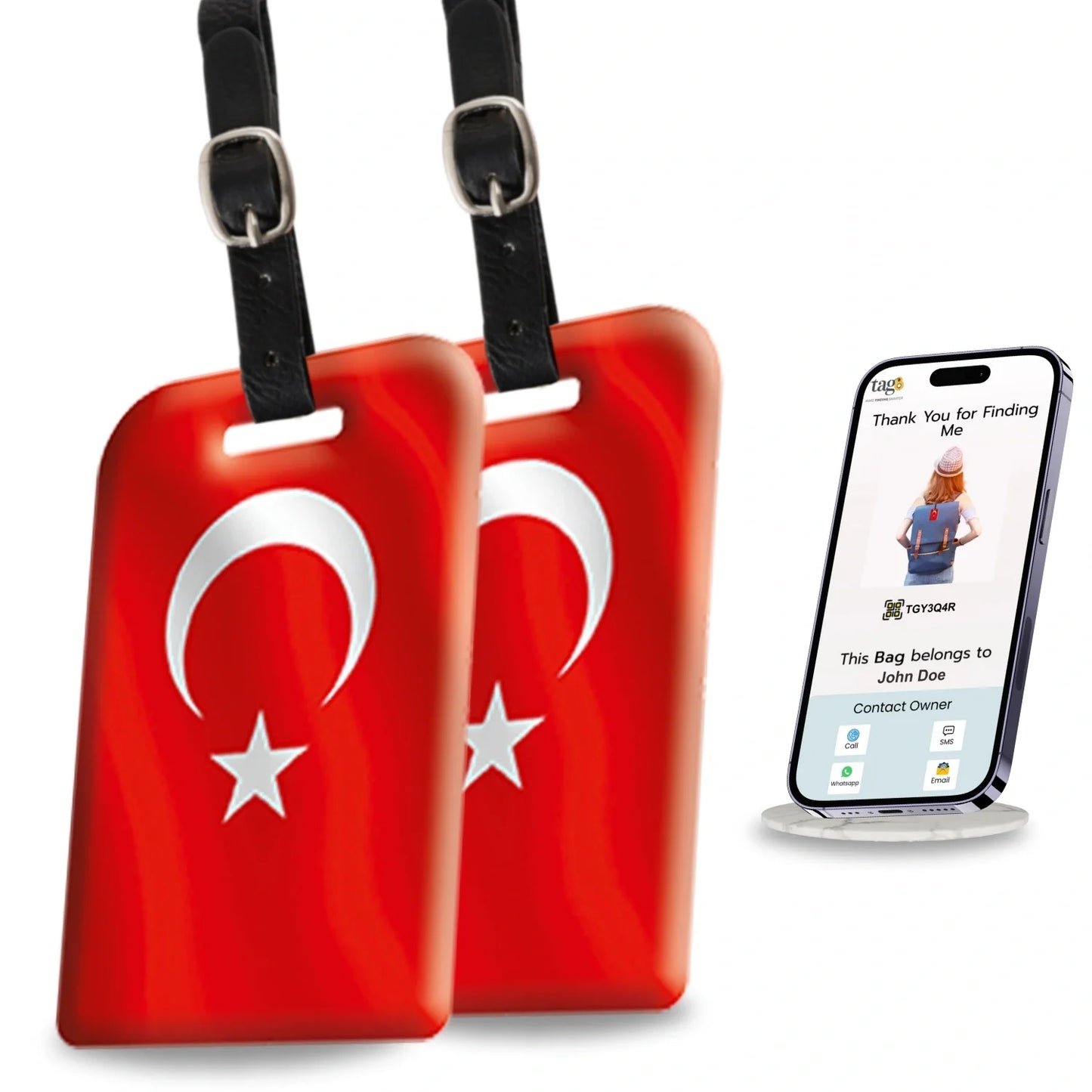 Smart Bag Security Tag - Turkey Flag [Pack 2]