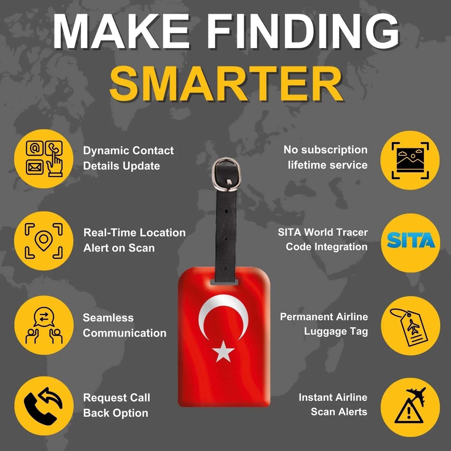 Smart Bag Security Tag - Turkey Flag [Pack 2]